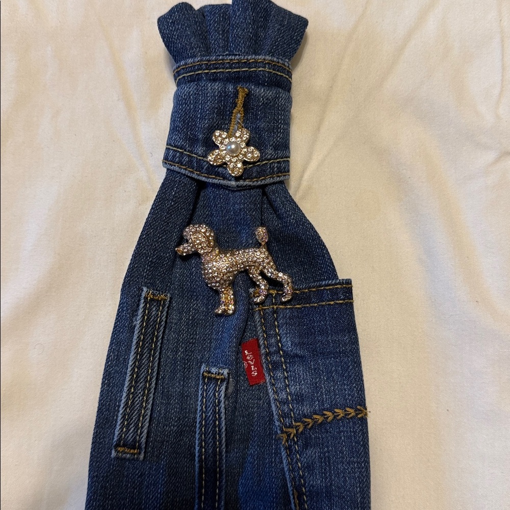 Denim Dog Necktie with Embellishments - Picture 2 of 4